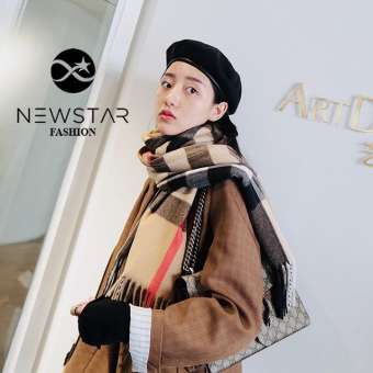 Khăn Dạ Len Hàn Quốc, Khăn Len Dạ Choàng Cổ Kẻ Ô Nhiều Màu, Khăn Choàng Cổ Dạ Len Kẻ Sọc Tua Rua Thời Trang