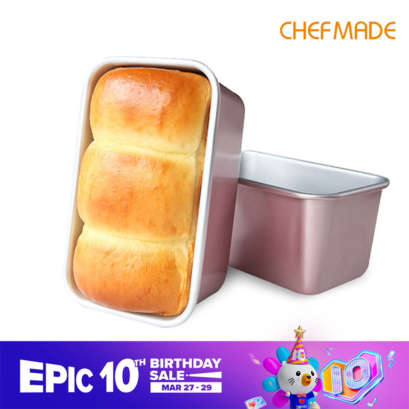 CHEFMADE Chảo Nướng Bánh Mì Chảo Hình Chữ Nhật Chảo Nướng Thịt Và Bánh Mì Hình Chữ Nhật Chống Dính Để Nướng Lò (Vàng Hồng)