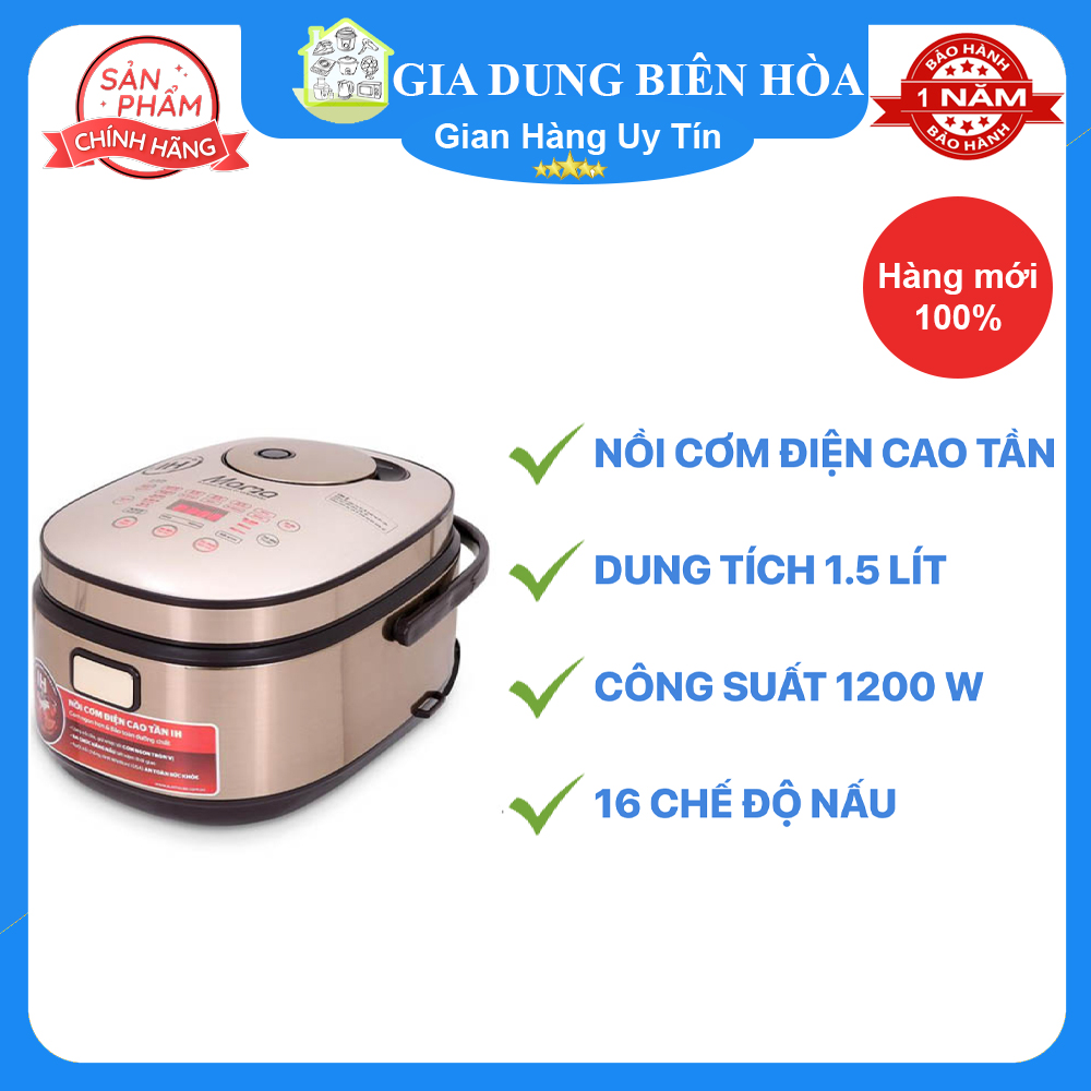 Nồi cơm điện cao tần Sunhouse Mama 1.5 lít SHD8955-sử dụng cho 2-4 người-Công suất:1200W-Lòng nồi dày:2.442mm-Hợp kim nhôm phủ chống dính
