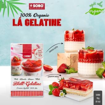 Gelatine Hữu Cơ Dạng Lá Sobo 10g (6 lá) và dạng bột 9g