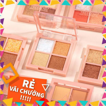 Phấn mắt TREECENG 4 ô nhỏ gọn dễ bỏ túi bền màu