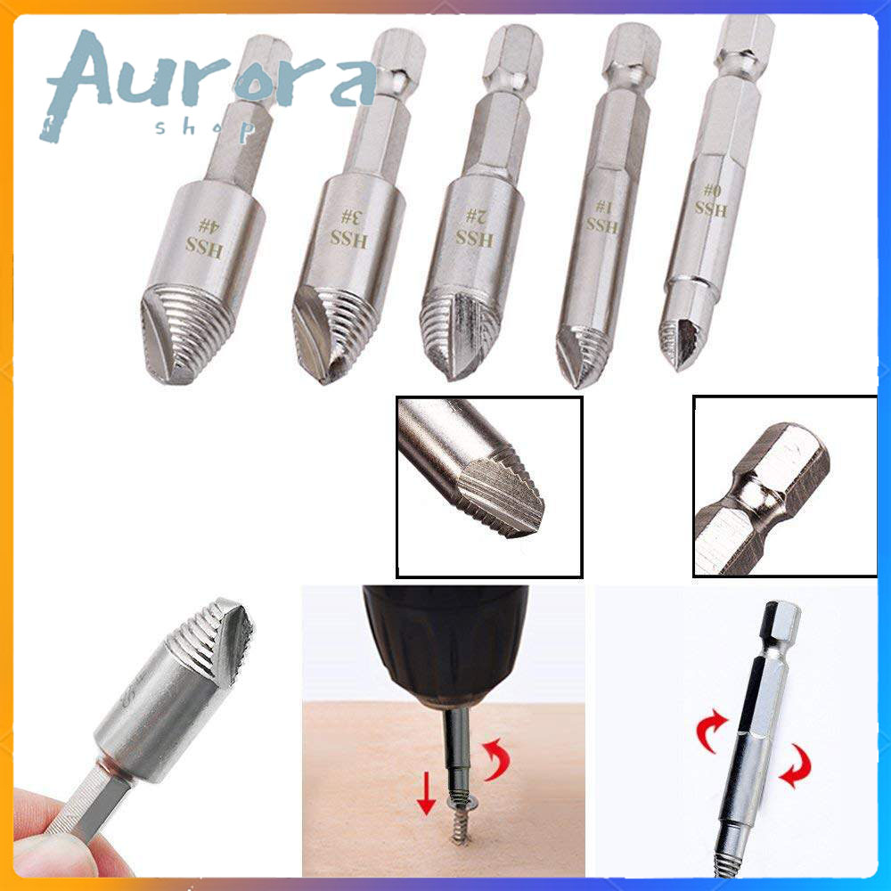 5 cái bộ vặn ốc vít bị hỏng làm bằng thép tốc độ cao di động dễ dàng ra bolt stud bu lông bị hỏng bộ dụng cụ công cụ loại bỏ
