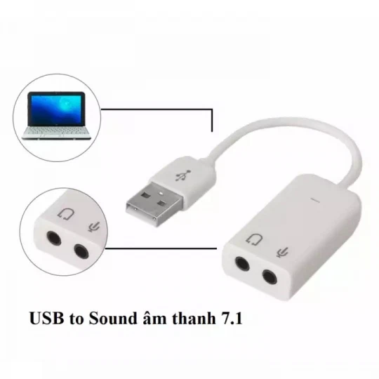 Cáp chuyển USB ra Sound - USB chuyển thành card âm thanh 7.1 có dây
