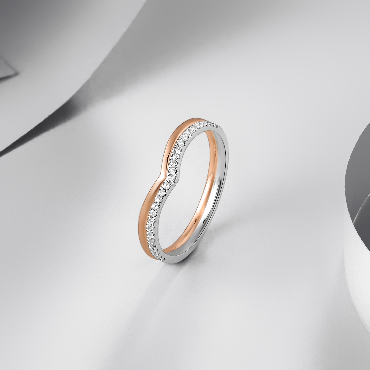 แหวนแต่งงานเพชร Colette จาก Rio Diamonds / แหวนแต่งงาน ทองคำขาวและชมพู 18K
