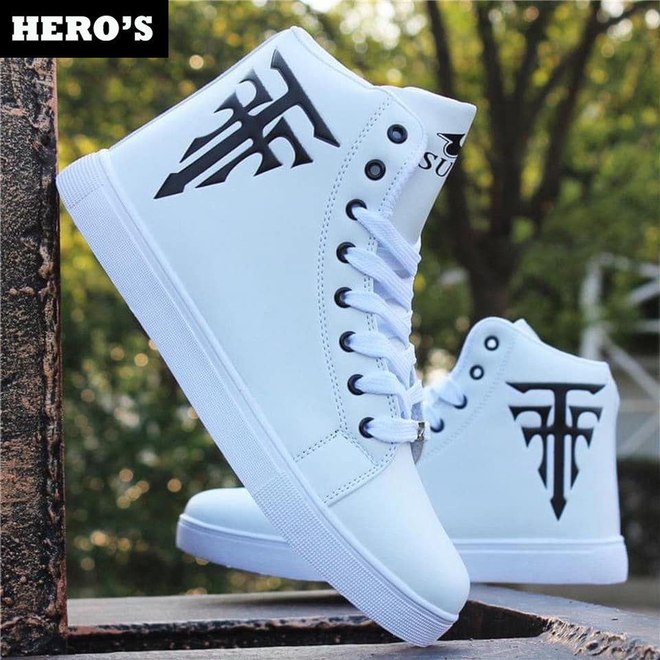 Giày nam thể thao sneaker HERO'S trắng đẹp bata cổ cao cho học sinh đi học đi làm cao cấp Mã CCH-1
