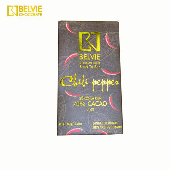 Socola đen vị ớt Belvie 70% cacao, 80g