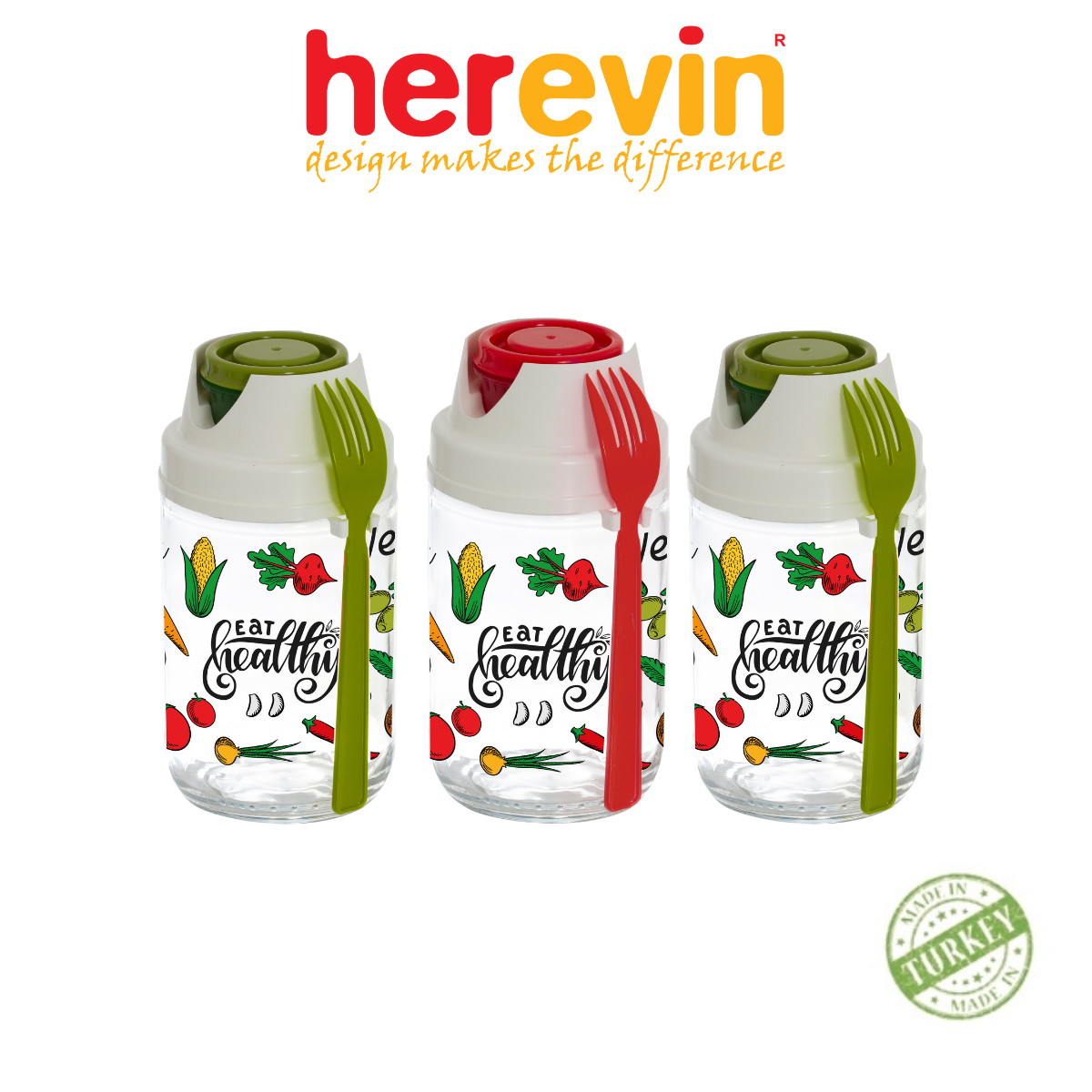 Bộ 3 hũ salad thuỷ tinh herevin 660ml - hehu131614-807
