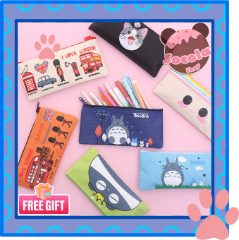 Bóp viết vải canvas đựng bút in hoạt hình dễ thương nhiều mẫu