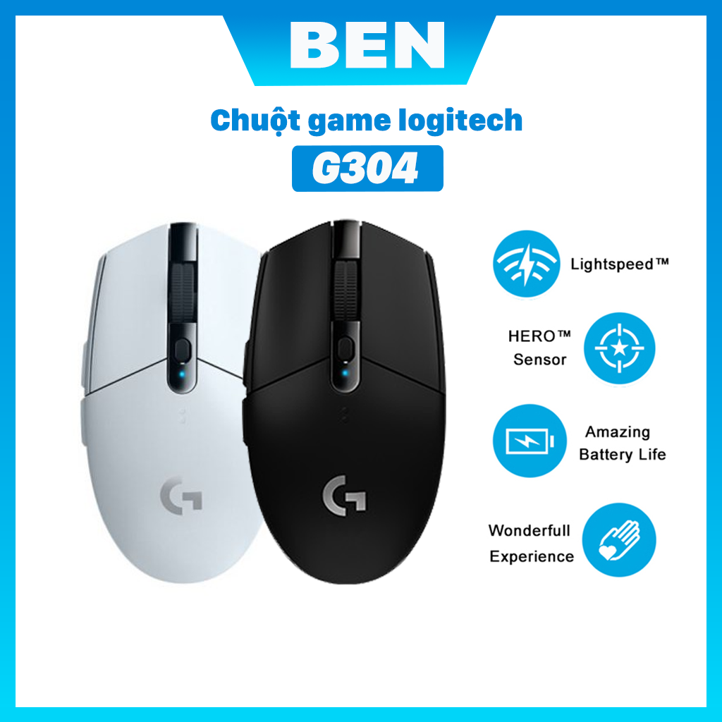 Chuột máy tính gaming không dây Logitech G304 Lightspeed, Hero Sensor max 12.000DPI chính hãng - Ben Computer Store