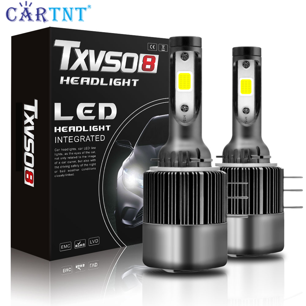 Cartnt 2 chiếc bóng đèn pha xe hơi h15 đèn led chạy bộ màu trắng 6000k đèn đi-ốt 12v 20000lm 110w cho vw audi bmw mercedes benz