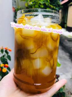 Thạch Dừa Rim Tắc Xí Muội Pha Nước Uống Giải Khát Mùa Nắng Nóng  HỦ 550gr