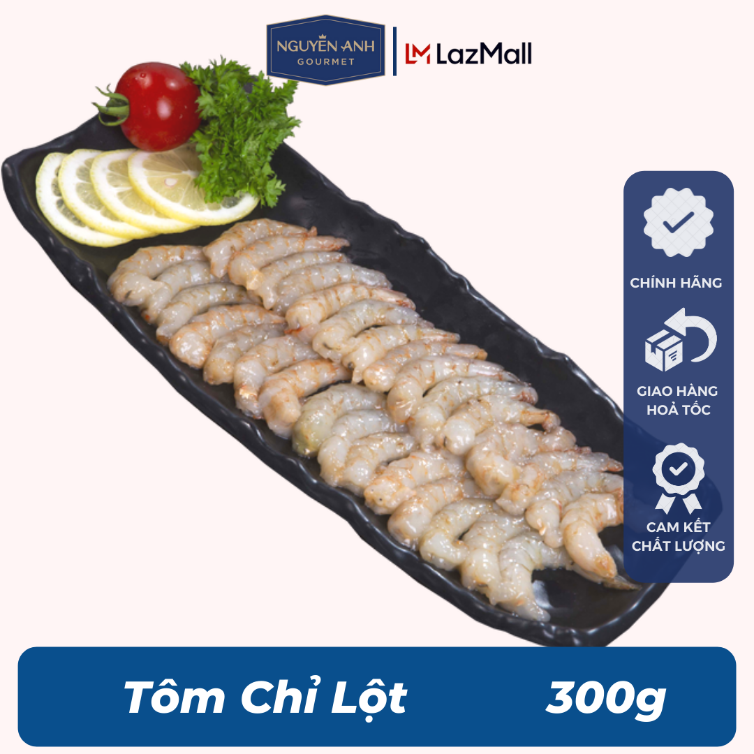 Tôm chì lột Nguyên Anh đặc sản Phú Quốc con to thịt ngọt như tôm sú, tôm nõn có đủ các loại hải sản tươi sống như cá, mực tươi loại 300gr Hải Sản Nguyên Anh.