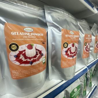 1KG Bột Gelatin Weishartdt  Pháp 250 bloom,  Gelatin BỘT 250 bloom chiết xuất từ da lợn(heo) không hôi, làm giò thủ, thịt nguội, làm bánh, thạch rau câu, chè khúc bạch...