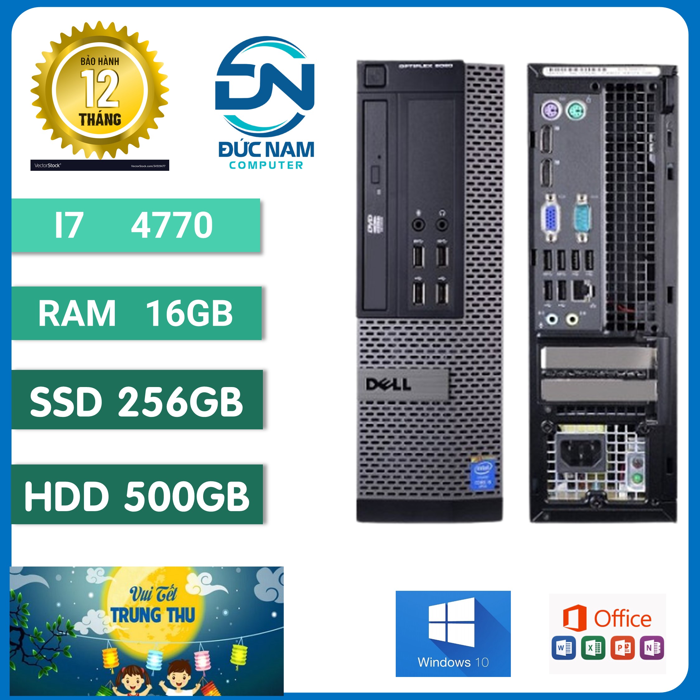 Thùng máy tính đồng bộ để bàn cấu hình cao core i7 dell optiplex 9020/7020 core i7 hàng nhập khẩu nhật,mỹ -tặng usb thu wifi và bàn di chuột!!