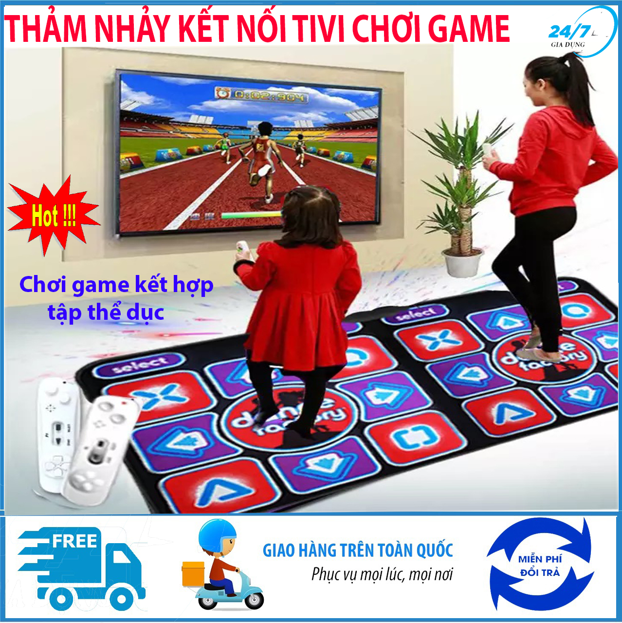 Thảm nhảy Audition, thảm nhảy đôi đa năng chống trượt, thảm nhảy kết nối tivi chơi game,  đệm nhảy, thảm nhảy đôi gấp gọn đa năng kèm 2 điều khiển, trò chơi cảm giác, máy nhảy tập thể dục giảm cân - Giadungbv247