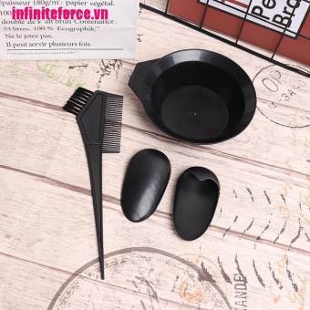Set 3 Phụ Kiện Nhuộm Tóc Bát Nhuộm, Chổi Nhuộm Và Bảo Vệ Tai Khi Nhuộm