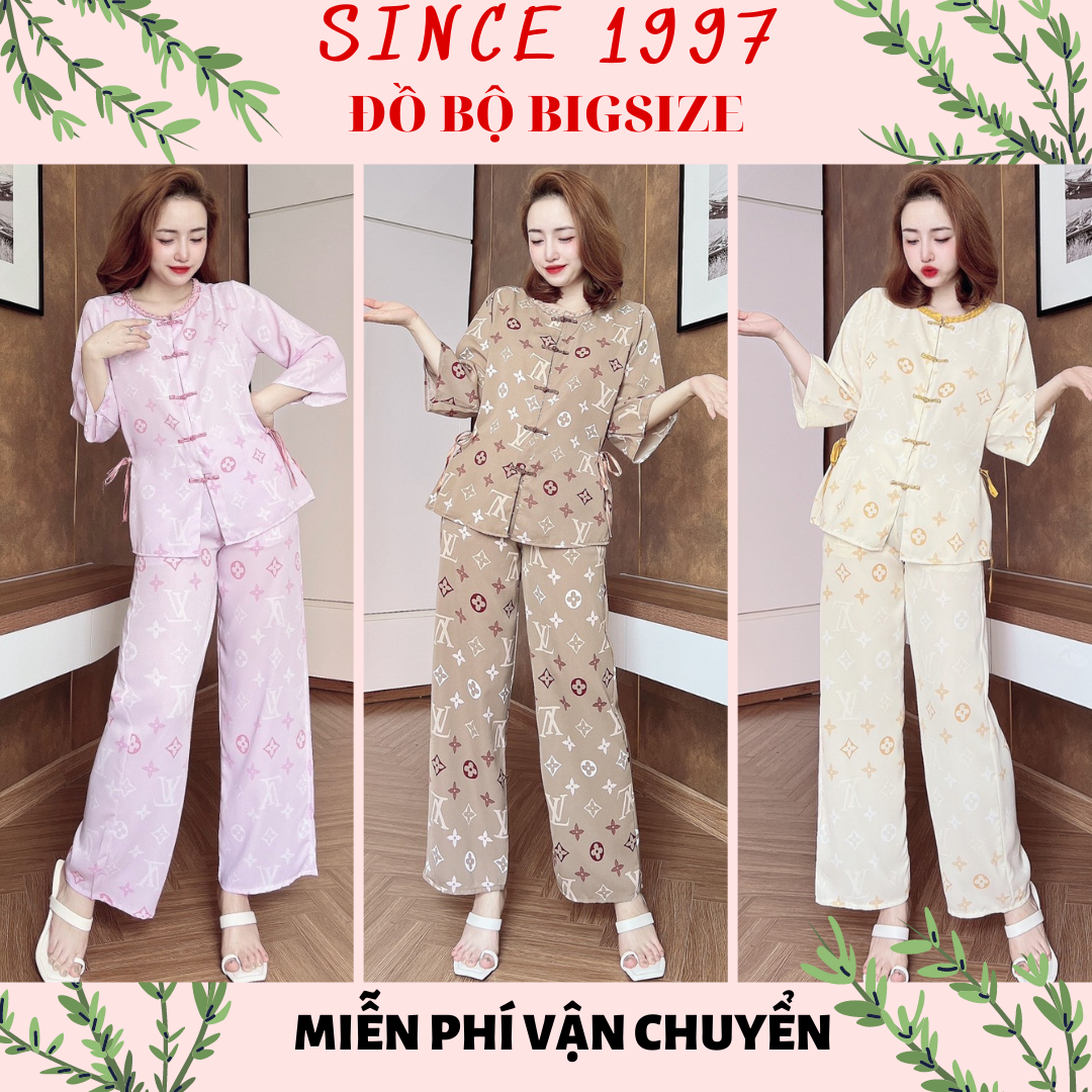 Đồ lam đi chùa bigsize 40-75kg Bộ đi lễ chùa cổ thắt bím eo nơ Lụa Tuyết Nhung cao cấp xinh xắn