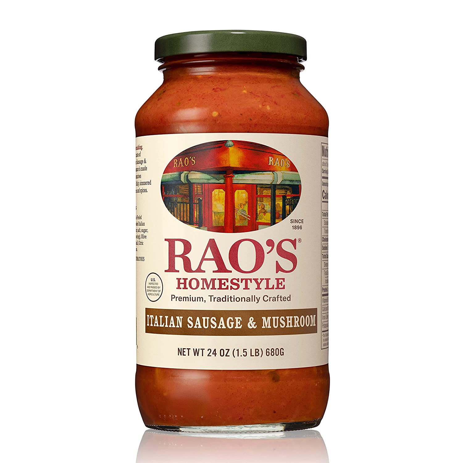 SỐT XÚC XÍCH - NẤM RƠM LÀM PASTA/MÌ Ý/PIZZA/THỊT VIÊN Rao's Homemade Rao's Sausage & Mushroom Sauce, 680g (24oz)