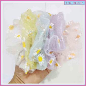 Cột tóc vải scrunchies CRSHOP họa tiết hoa Cúc dễ thương cho bạn gái màu sắc đa dạng