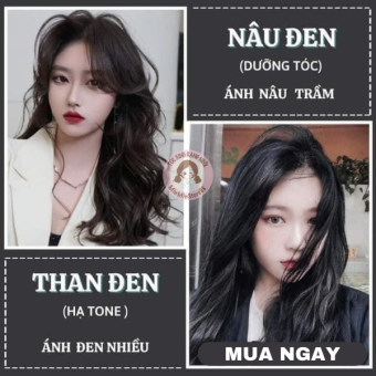 Thuốc Nhuộm Tóc Nâu Đen, Than Chì Không Cần Tẩy ( TẶNG OXI DƯỠNG + GĂNG TAY+ HDSD)