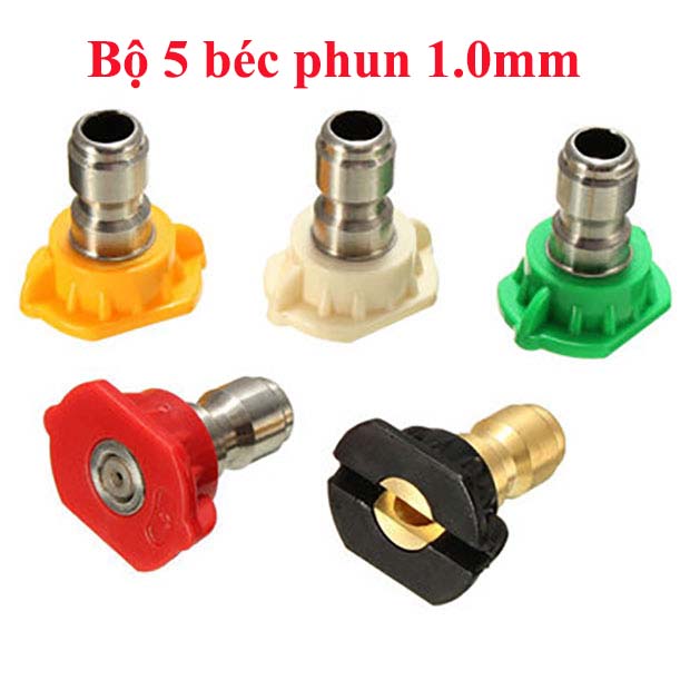 ó mã béc- đủ size  Bộ 5 béc phun từ 0 - 15 -25- 40 60 độ đầu nối nhanh 1/4 dùng cho Vòi xịt cao áp có đầu nối cái nối nhanh 1/4 của máy rửa cao áp