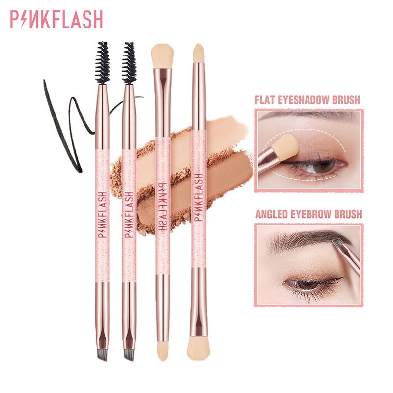 Pinkflash bộ đôi cọ lông mày đa dụng dụng cụ trang điểm chuyên nghiệp cọ lông mày và cọ lông mày góc cạnh cọ lông mi trang điểm mắt