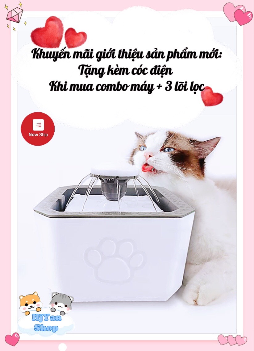 Máy uống nước lọc nước tự động cho mèo chó thú cưng có đài phun nước tự