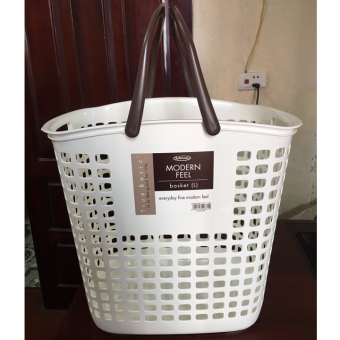 Giỏ đựng đồ giặt Lustroware Nhật Bản cỡ lớn L5033WB (made in Japan) Nhựa PP cao cấp chịu nhiệt, thiết kế sang trọng