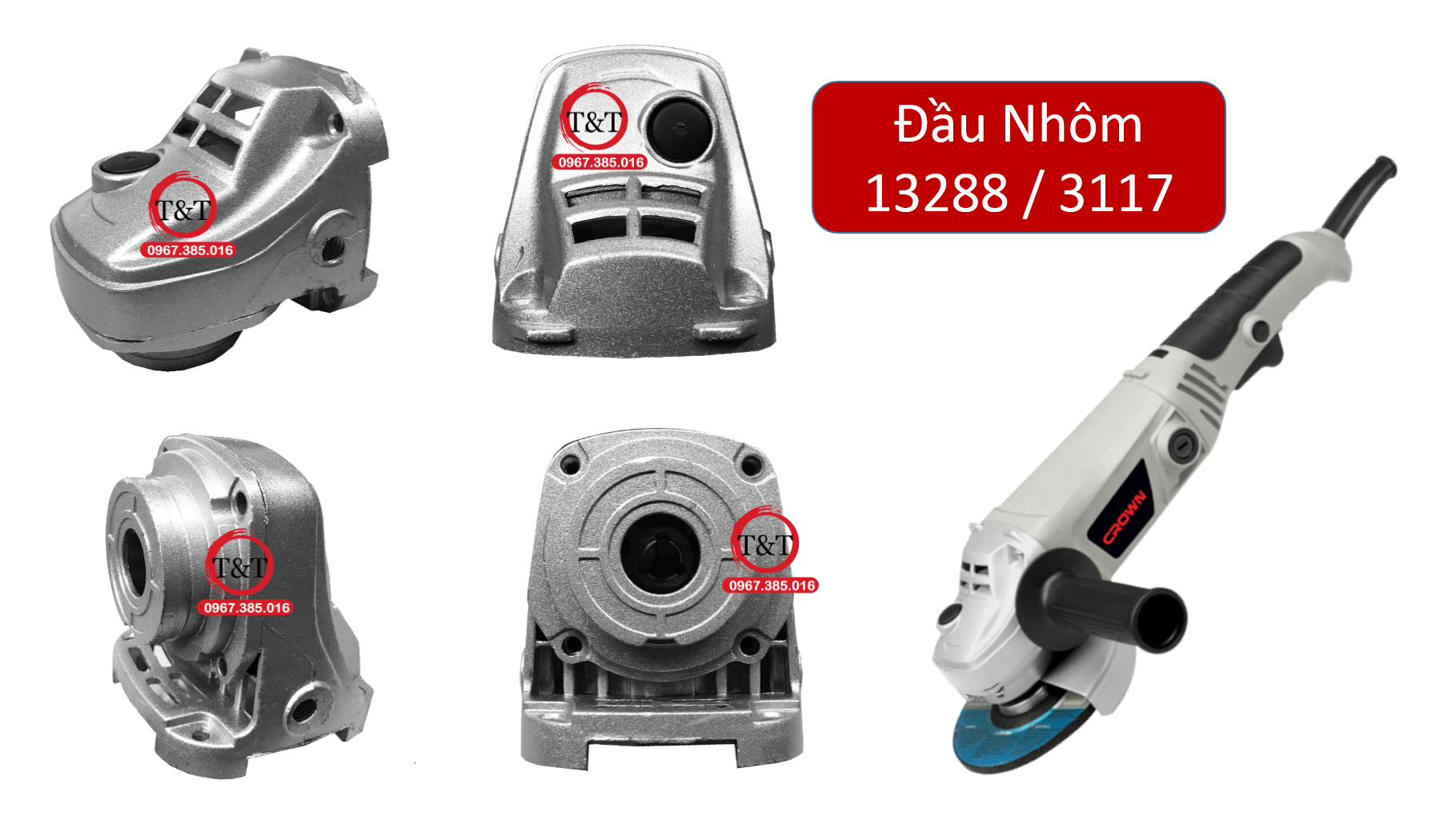 Đầu nhôm máy mài crown 13288 - 3117 , vỏ nhôm máy mài tay crown 13288 - 3117, đầu gáo 13288 - 3117