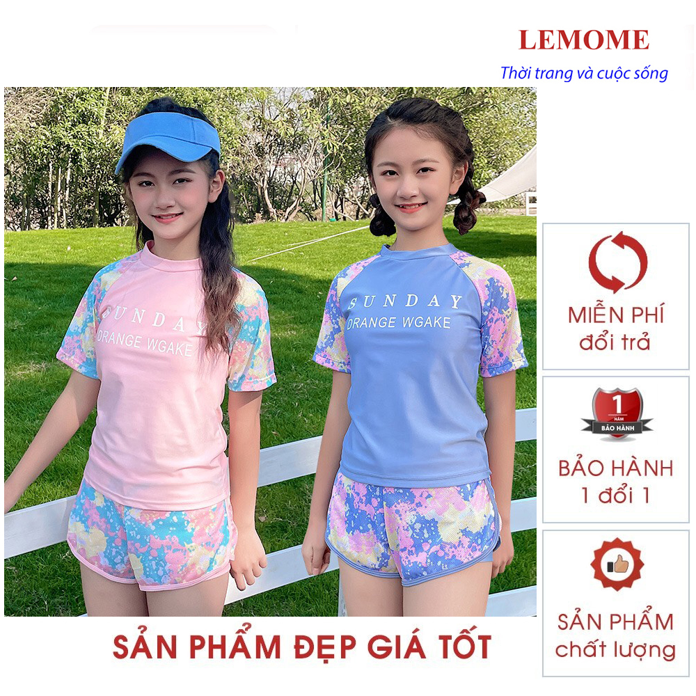 Đồ bơi cho bé gái học sinh thiếu niên  hai mảnh thể thao 7-16 tuổi phong cách Hàn Quốc