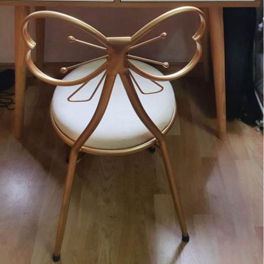 Ghế nơ ngồi trang điểm RIBO HOUSE phong cách hàn quốc khung kim loại chắc chắn bọc nệm cực êm để phòng ngủ hoặc phòng khách màu hồng RIBO40x1