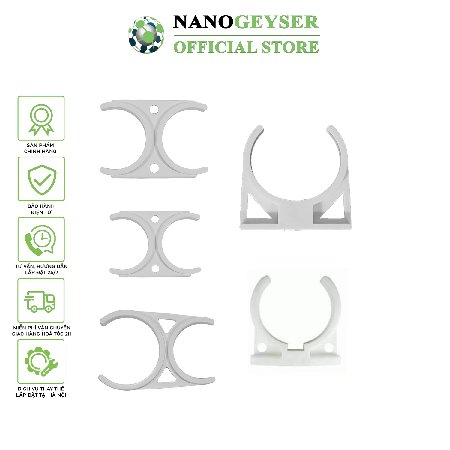 Càng cua máy lọc nước Nano Geyser, Kẹp đôi nối lõi lọc nước, Kẹp cố định lõi lọc