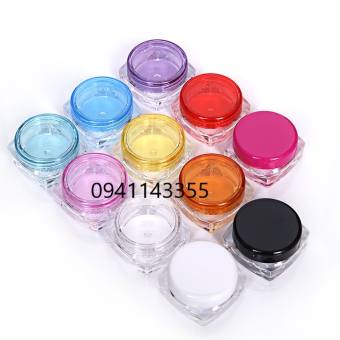 HŨ NHỰA 5G ĐÁY VUÔNG NẮP NHIỀU MÀU đựng chiết tách mỹ phẩm kem dưỡng da mẫu thử - Combo 10 cái