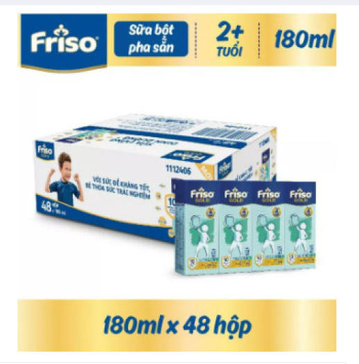 Thùng 48 Hộp Sữa Bột Pha Sẵn Friso Gold RTD Vani 180ml cho bé trên 2 tuổi (48x180ml)