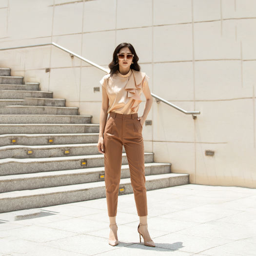 Áo kiểu nữ công sở thời trang Eden tay cánh dơi phối bèo - ASM148