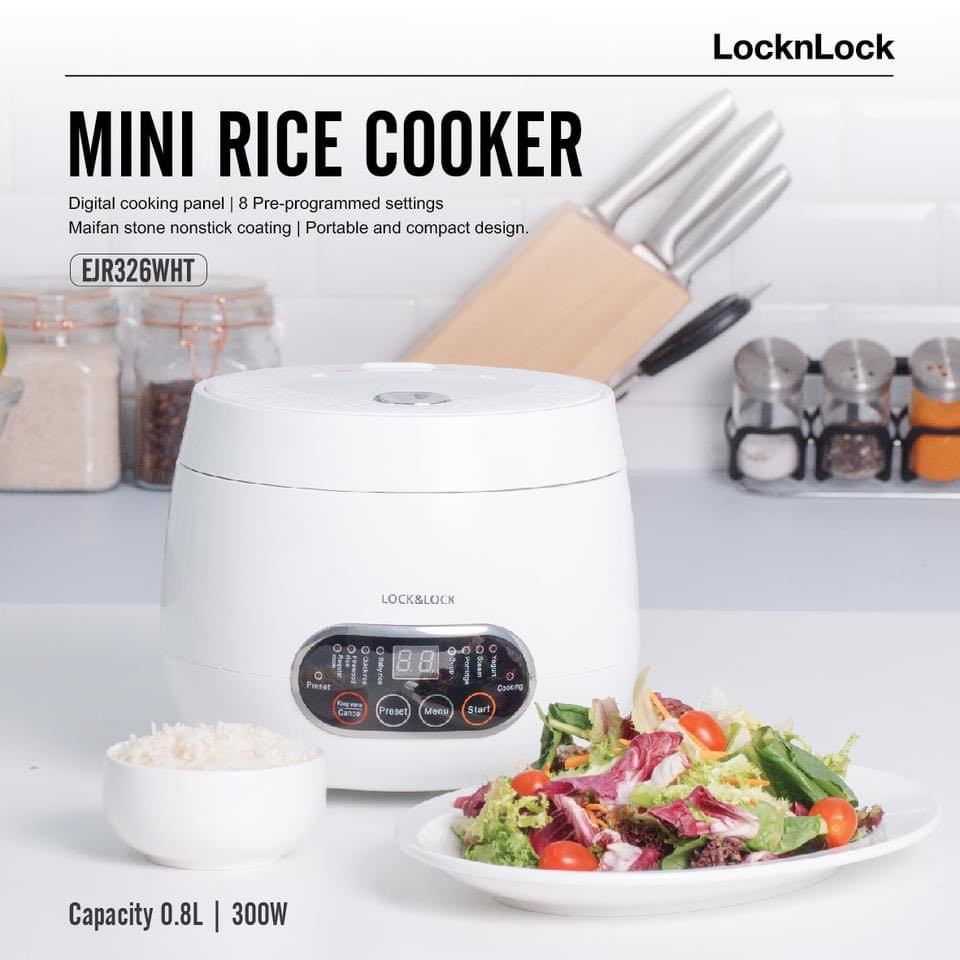 Nồi cơm điện tử mini đa năng lock&lock ejr326 0.8l 300w - bảo hành 12 tháng