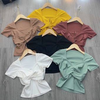Áo thun nữ kiểu xoắn ngực, áo thun nữ tay ngắn, áo thun nữ croptop, áo thun nữ kiểu 2022