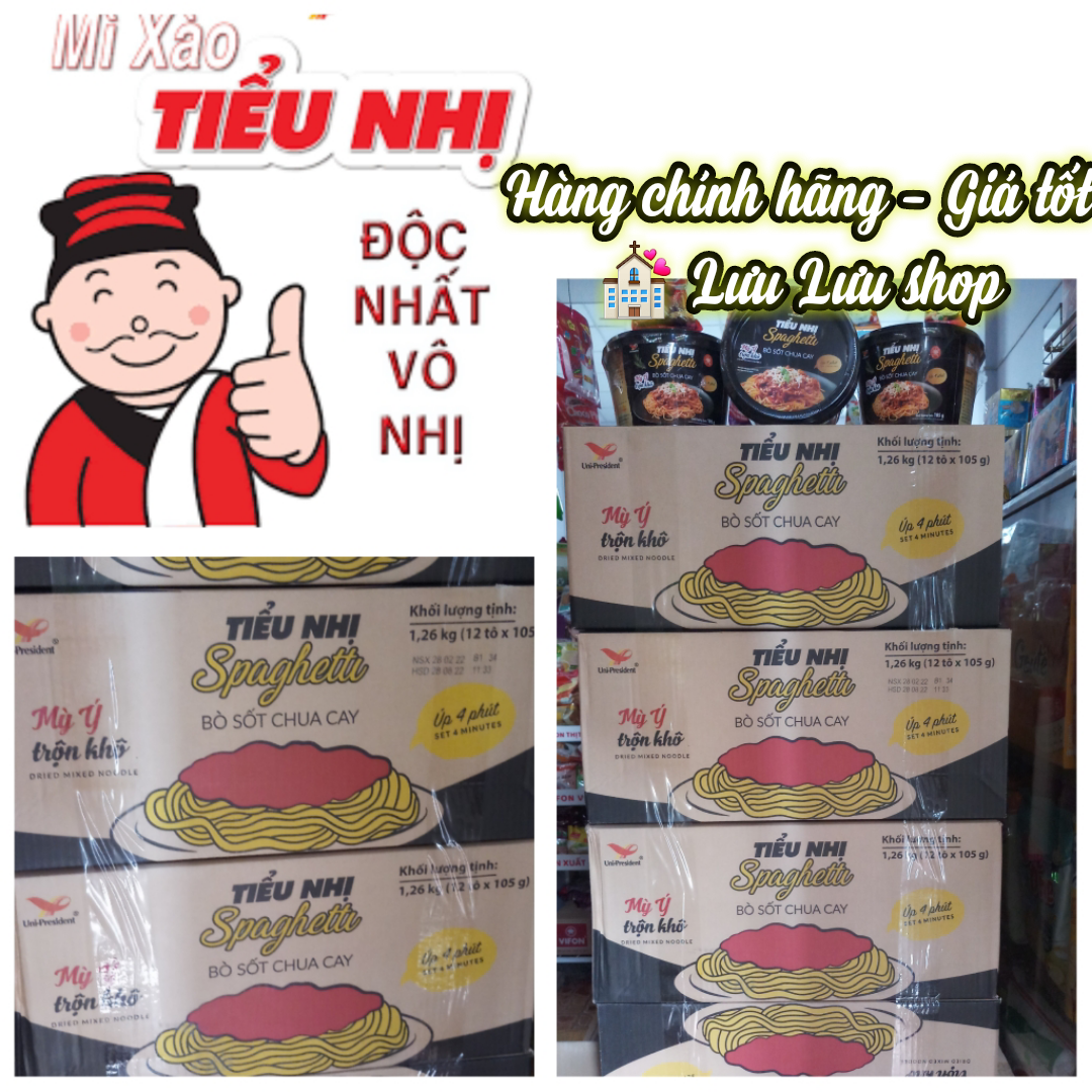 Thùng mì tiểu nhị sốt spaghetti bò cay 105g * 12 tô