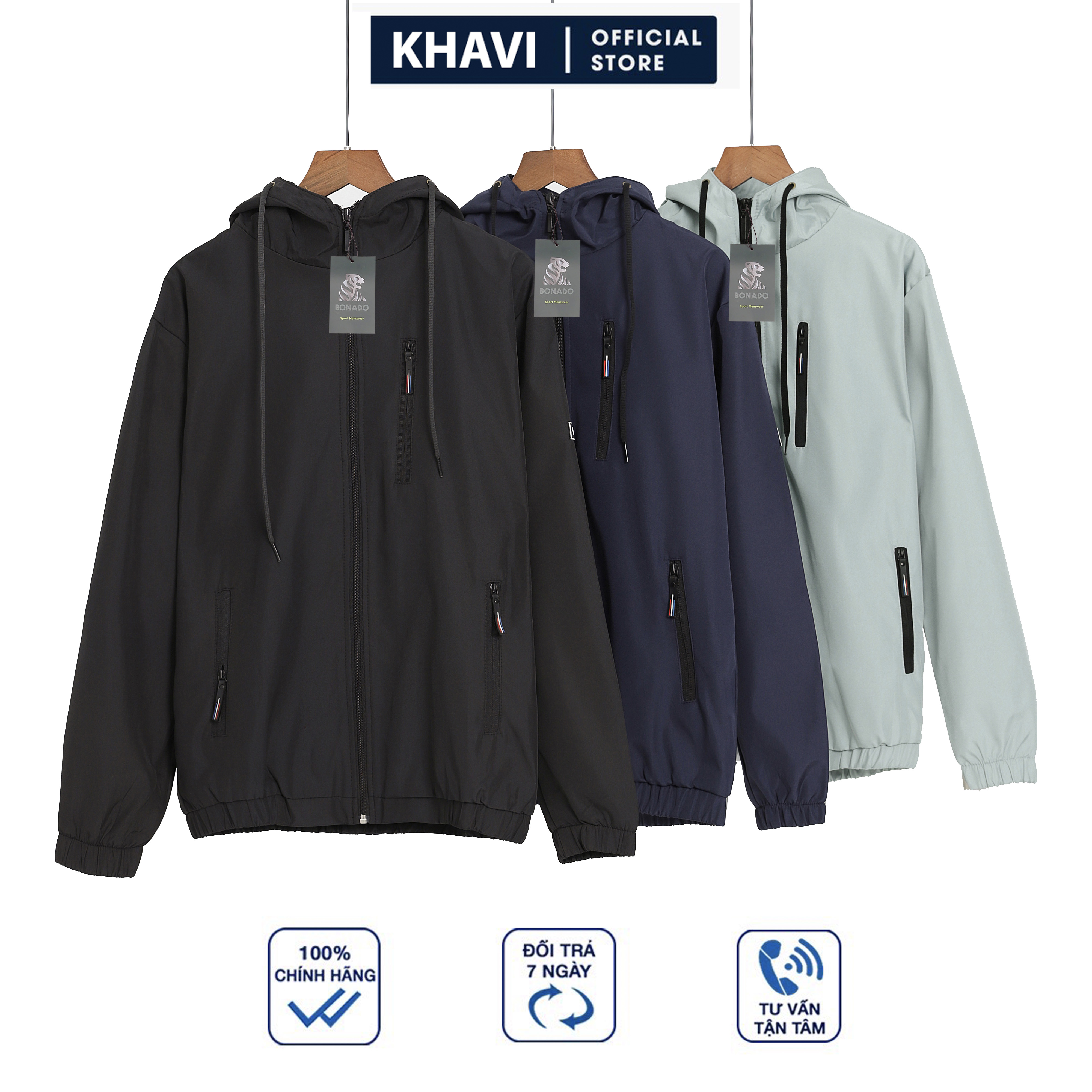 Áo Khoác dù nam có nón hàn quốc Khavi BN69