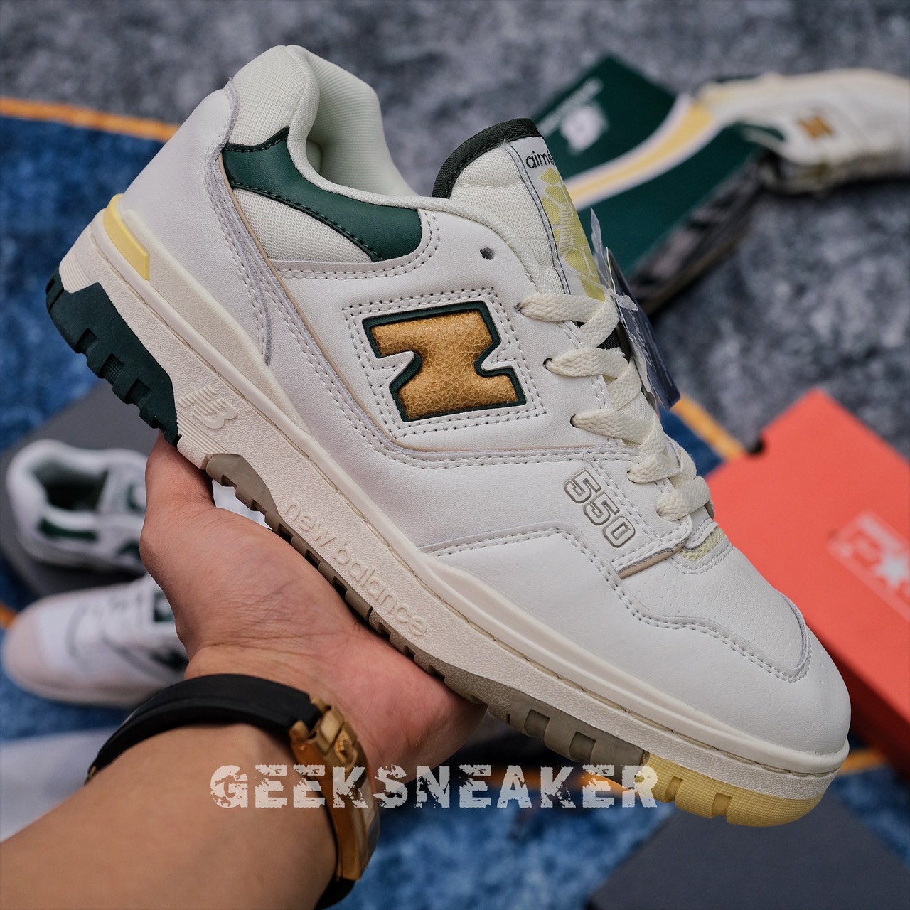 Giày nb new balance 550 aime leon dore natural green - bb550a2