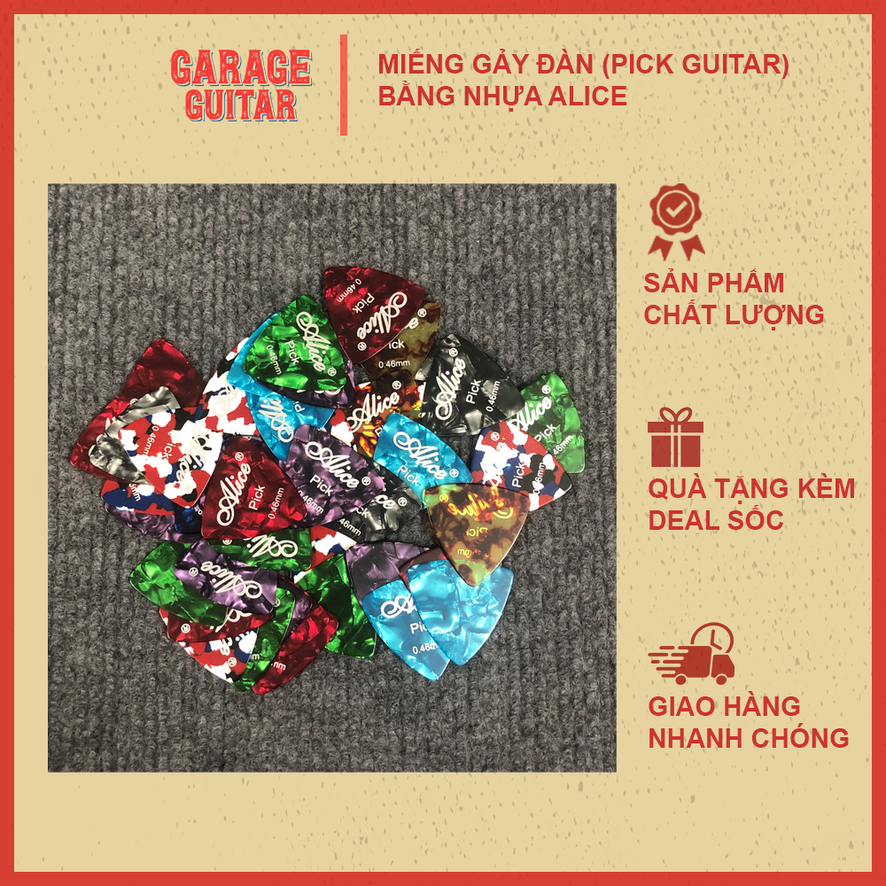 Bộ 5 Phím gảy - miếng gảy - pick gảy đàn guitar bằng nhựa - Garage Guitar