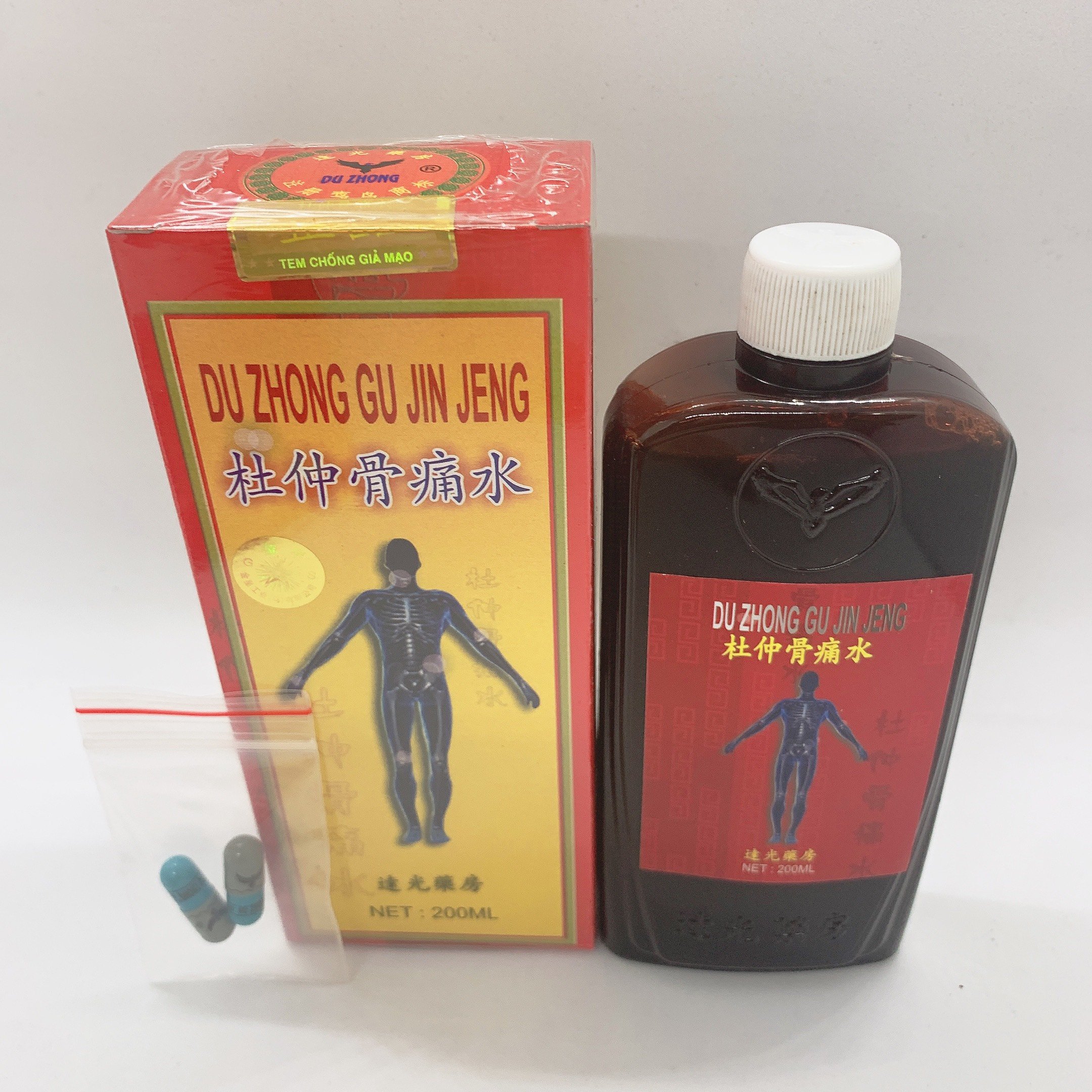 Đỗ Trọng Nhức Khớp Thủy Đài Loan 200ml - Du Zhong Gu Jin Jeng(kèm 2 viên xám xanh chính hãng) – HỖ TRỢ XƯƠNG KHỚP