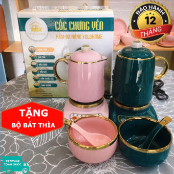 Cốc chưng yến - TẶNG BÌNH BỘ BÁT THÌA - Ly chưng yến - Cốc hầm đa năng - Cốc sứ điện đa năng - Kèm đế điện - Dung tích 500ml - CÓ PHÂN LOẠI