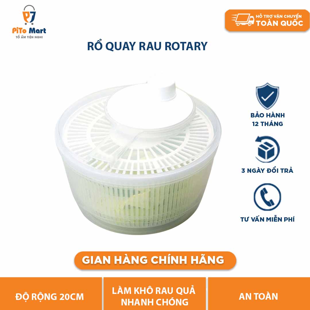 Rổ quay rau Rotary Nhật Bản làm ráo nhanh chóng, nhập khẩu chính hãng.