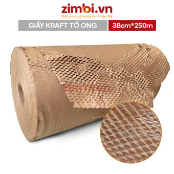 Cuộn giấy kraft tổ ong bọc hàng 40cmx250m | Giấy kraft chống sốc, chống trầy xước | Thay thế xốp hơi, bong bóng nilong