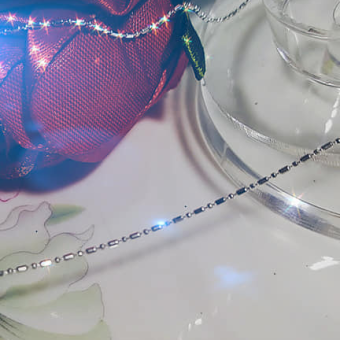 dây chuyền bạc tinh khiết mạ bạch kim kiểu bi và cột