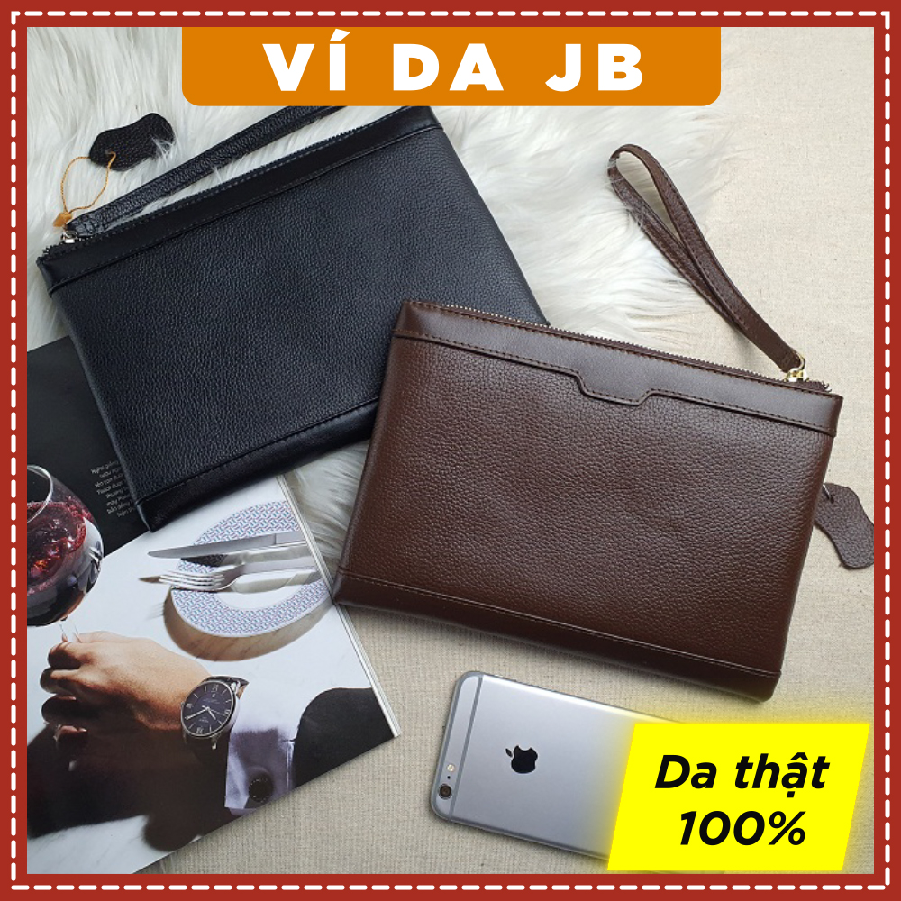Ví da nam clutch da nam cầm tay, ví công sở da bò vân mill - cl127 - bảo hành 3 năm