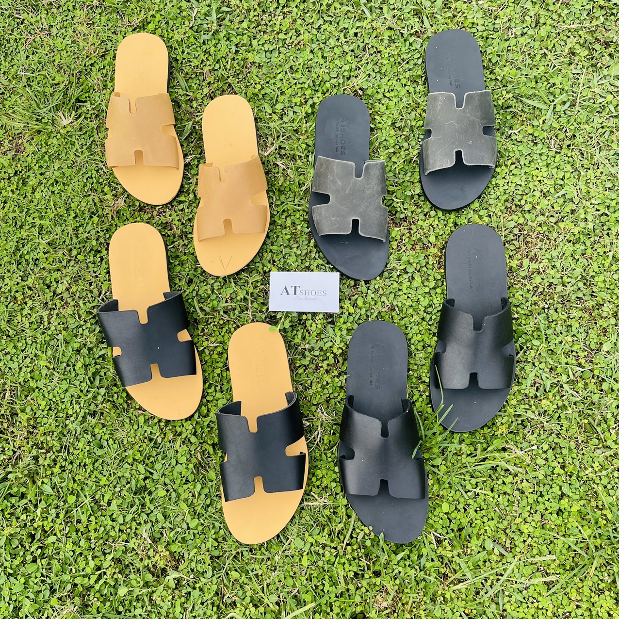Dép nam da bò thật atshoes - dép nam chữ h - hat21