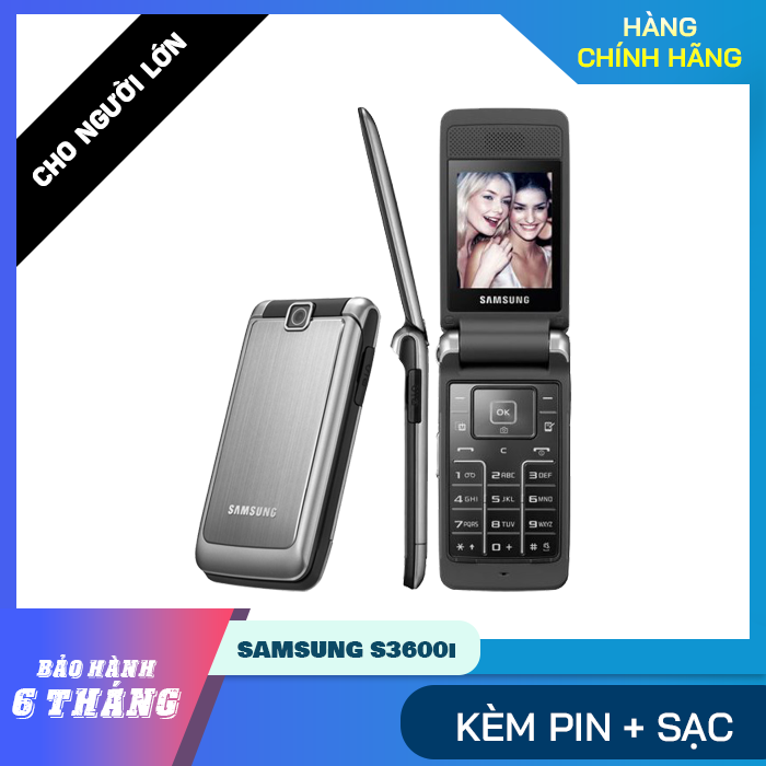 [HÀNG CHÍNH HÃNG - BẢO HÀNH 6 THÁNG] Điện thoại nắp gập cho người già Samsung S3600i dễ sử dụng - mở là nghe gập là tắt - TẶNG PIN SẠC