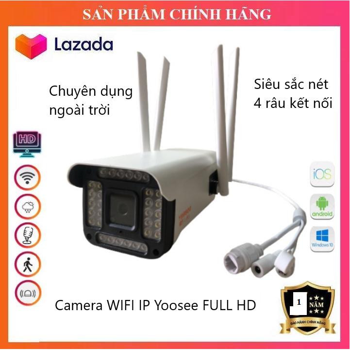 Camera wifi yoosee 4 râu 32 LED 5.0Mpx FULL HD siêu nét góc rộng,đàm thoại 2 chiều, xem đêm có màu, cảnh báo chuyển động, Thế hệ mới 2022 - CAMERA CỐ ĐỊNH